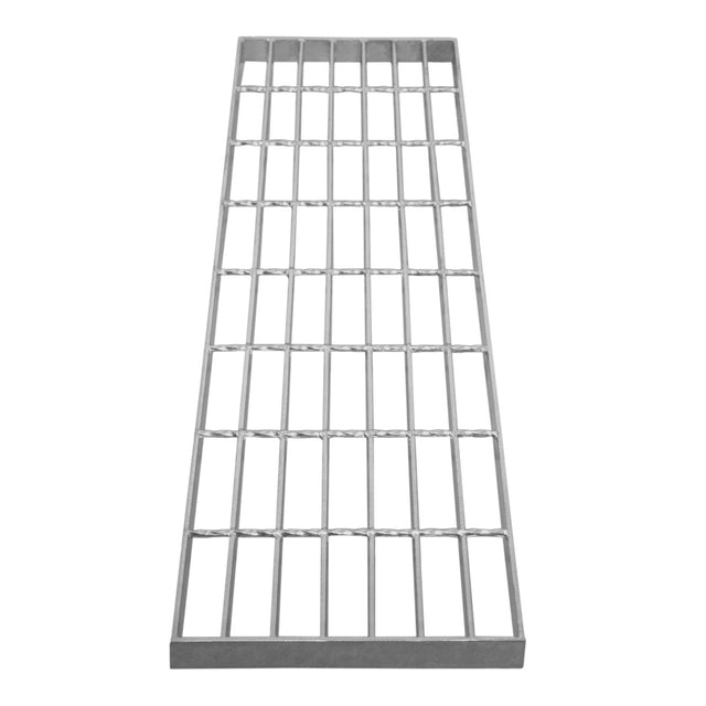 Verzinkter Gitterrost in rechteckiger Form, 800mm x 240mm, mit gleichmäßigen, stabilen Streben und silberner, glänzender Oberfläche