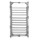 Elektrischer beheizter Wäscheständer aus silbernem Aluminium mit mehreren horizontalen Stangen, ideal zum schnellen Trocknen von Wäsche in Innenräumen