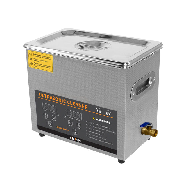Ultraschallreiniger T-Mech mit 6L Edelstahlbehälter, digitalem Display, glänzender Oberfläche und praktischen Bedienelementen für effektive Reinigung