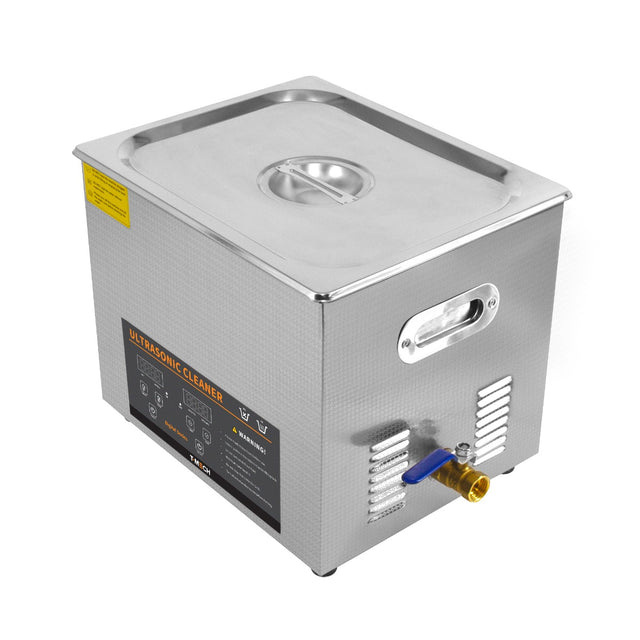 Ultraschallreiniger T-Mech mit 10L Edelstahlbehälter, glänzender Oberfläche, abnehmbarer Deckel und Wasseranschluss für effektive Reinigung