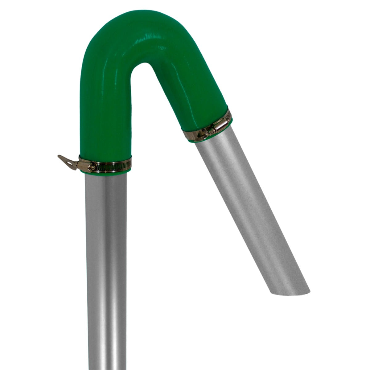 Grüne Saugstange aus robustem Aluminium mit gebogenem Ende, ideal für die Reinigung von Dachrinnen, Länge 7,2 m, leicht und langlebig