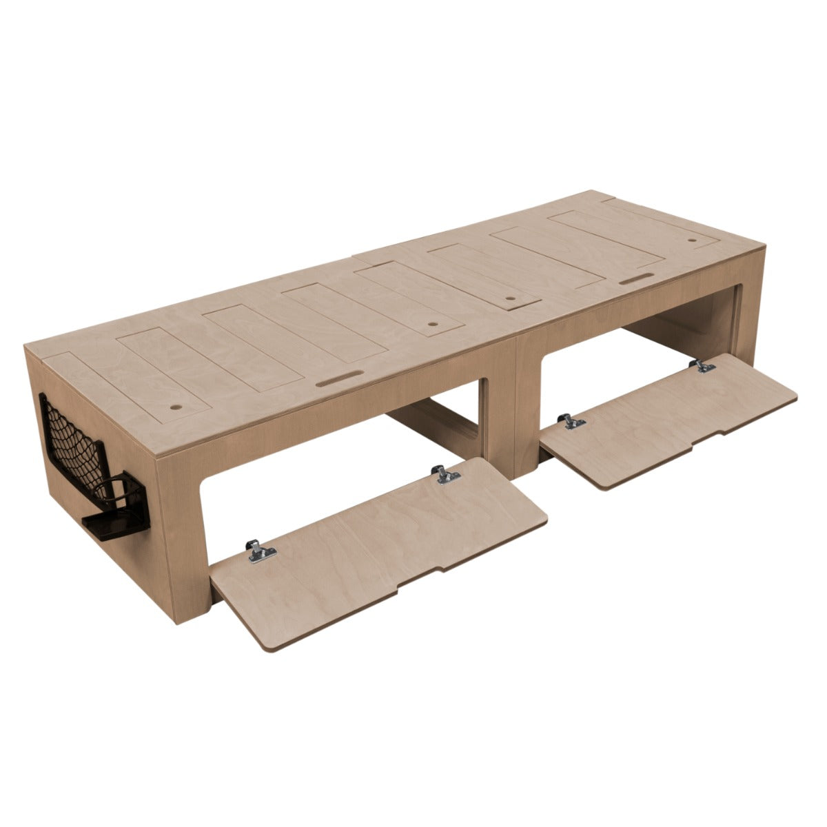 Holz-Bett für Camper Van mit zwei Schubladen, helle Farbe, glatte Oberfläche, praktische Aufbewahrungslösungen und modernes Design