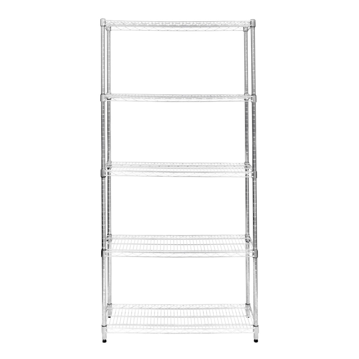 Hochwertiges Drahtregal in Silber, 35cm x 90cm x 180cm, mit fünf stabilen, offenen Regalböden für optimale Lagerung und Organisation