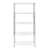 Hochwertiges Drahtregal in Silber, 35cm x 90cm x 180cm, mit fünf stabilen, offenen Regalböden für optimale Lagerung und Organisation