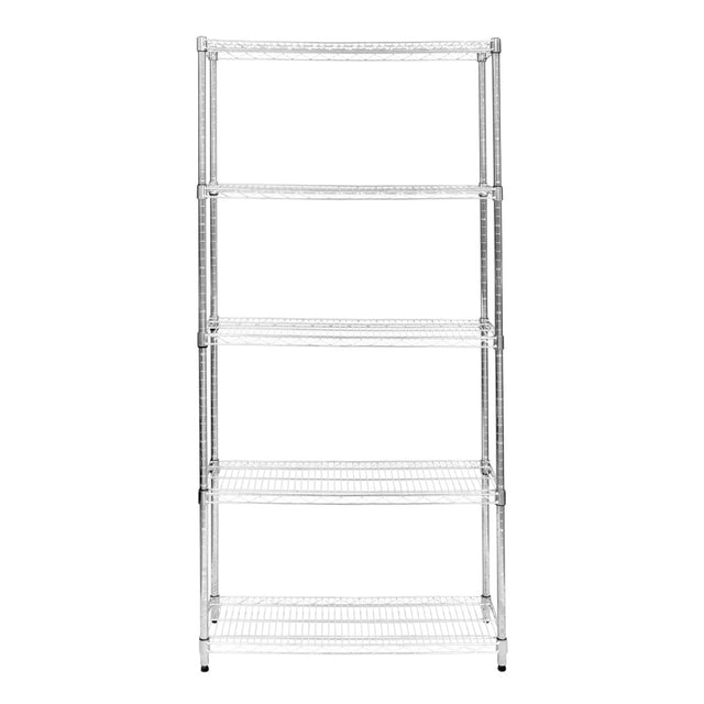 Hochwertiges Drahtregal in Silber, 35cm x 90cm x 180cm, mit fünf stabilen, offenen Regalböden für optimale Lagerung und Organisation