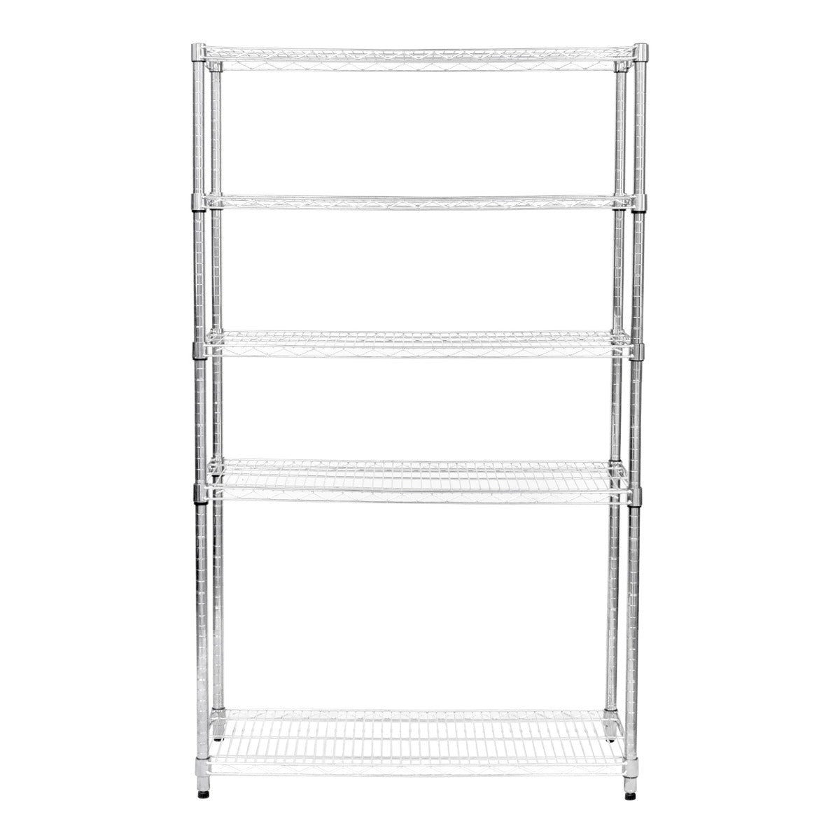 Hochwertiges KuKoo Drahtregal in silberner Farbe, 45cm x 120cm x 180cm, mit vier stabilen, offenen Regalböden für optimale Lagerung und Organisation