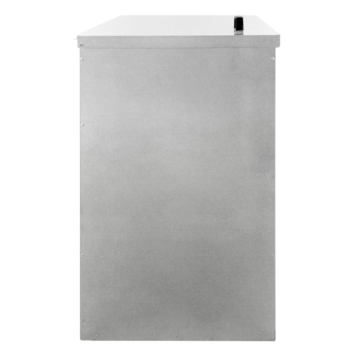Kohleeimer aus robustem, silberfarbenem Metall, rechteckige Form, mit einem praktischen Griff oben, ideal für 250 kg Kohle