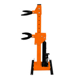 Hydraulischer Federbein-Kompressor in leuchtendem Orange mit stabiler Basis und verstellbaren Greifarmen für eine einfache Handhabung und Wartung