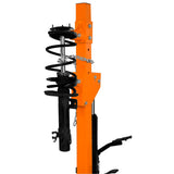 Hydraulischer Federbein-Kompressor in leuchtendem Orange mit stabiler Metallkonstruktion, spiralförmiger Feder und robustem Griff für einfache Handhabung