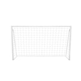 Weißes Fußballtor mit Netz, Maße 1,8m x 1,2m, stabiler Rahmen, ideal für Garten oder Sportplatz, inklusive Tragetasche und Torwand
