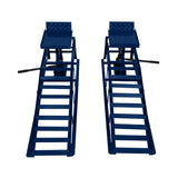 Auffahrrampen Set in Blau mit rutschfester Oberfläche und hydraulischem Wagenheber, ideal für Autos bis 3 Tonnen, stabil und robust gestaltet