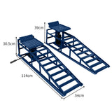 Auffahrrampen Set in Blau mit hydraulischem Wagenheber, robustes Metall, rutschfeste Oberfläche, ideal für Autos bis 3 Tonnen, Maße 114 cm x 34 cm x 30,5 cm