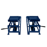 Auffahrrampen Set in leuchtendem Blau mit rutschfester Oberfläche und robustem Stahlrahmen, ideal für Fahrzeuge bis 3 Tonnen, inklusive hydraulischem Wagenheber