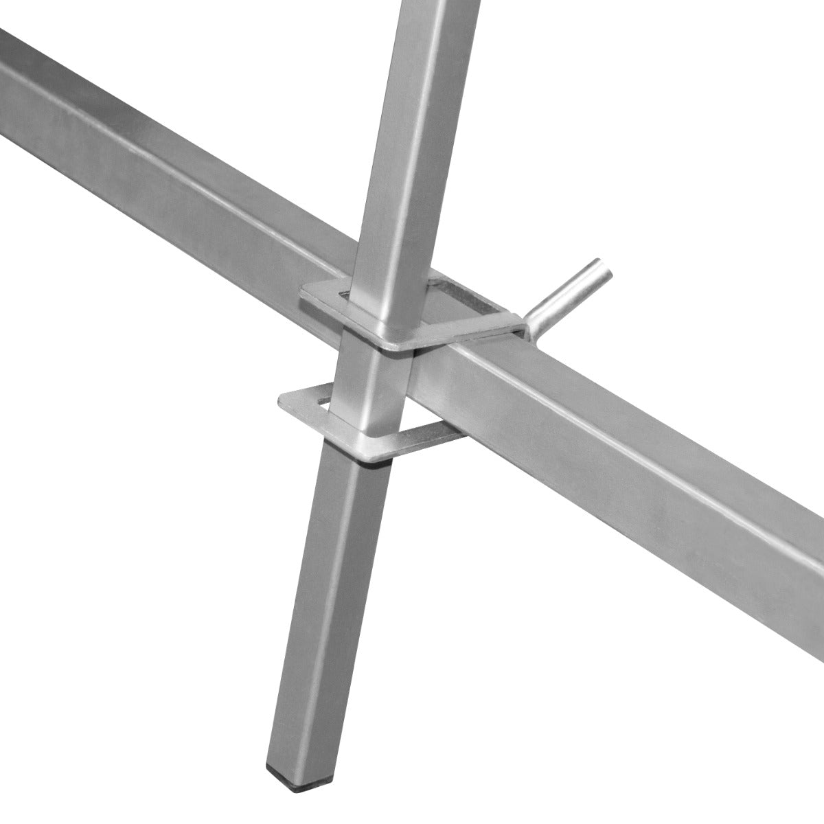 Robuster T-Mech Drehlackierständer aus silbernem Metall mit quadratischen Rohren, stabiler Konstruktion und präzisen Verstellmöglichkeiten für optimale Lackierergebnisse