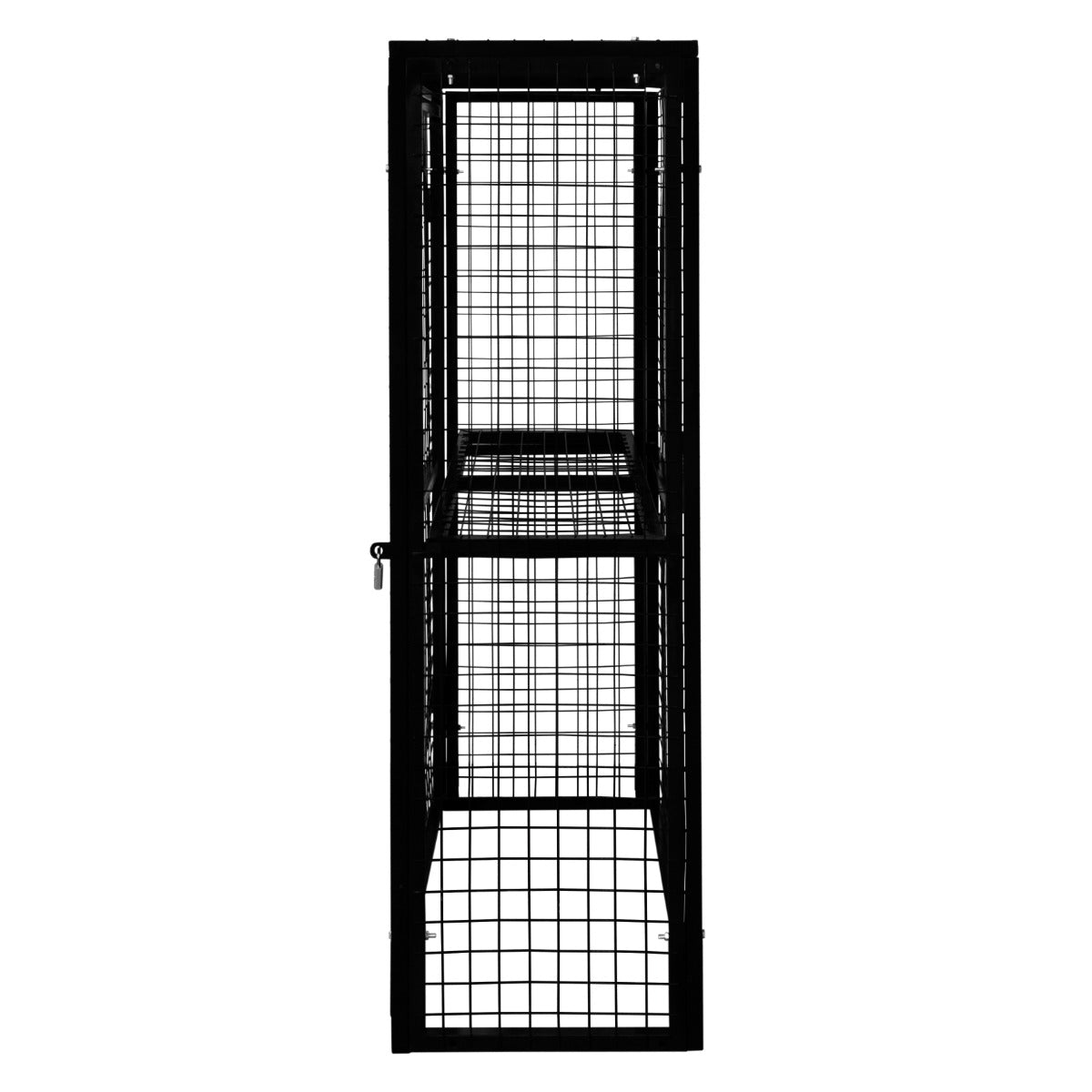 Klappbare Gasflaschenlagerung aus robustem, pulverbeschichtetem Metall, mit schwarzem Gitterdesign, ideal für sichere Aufbewahrung von Gasflaschen