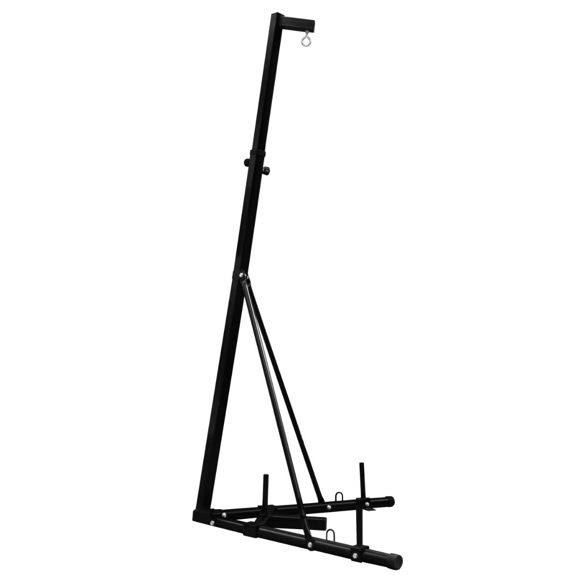 Faltbarer Boxsackständer aus schwarzem Metall, stabiler Rahmen in dreieckiger Form, ideal für das Training zu Hause oder im Fitnessstudio