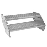 Verstellbare, zweigeteilte Treppe aus verzinktem Stahl mit rutschfester, diamantförmiger Oberfläche, 900 mm breit, ideal für sicheren Zugang und Stabilität