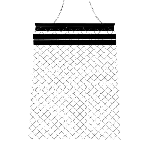 Ketten Wiesenegge in Schwarz und Silber, 1,5m x 1,2m, mit robustem Drahtgeflecht und stabilen Aufhängeschlaufen für den Einsatz in der Landwirtschaft