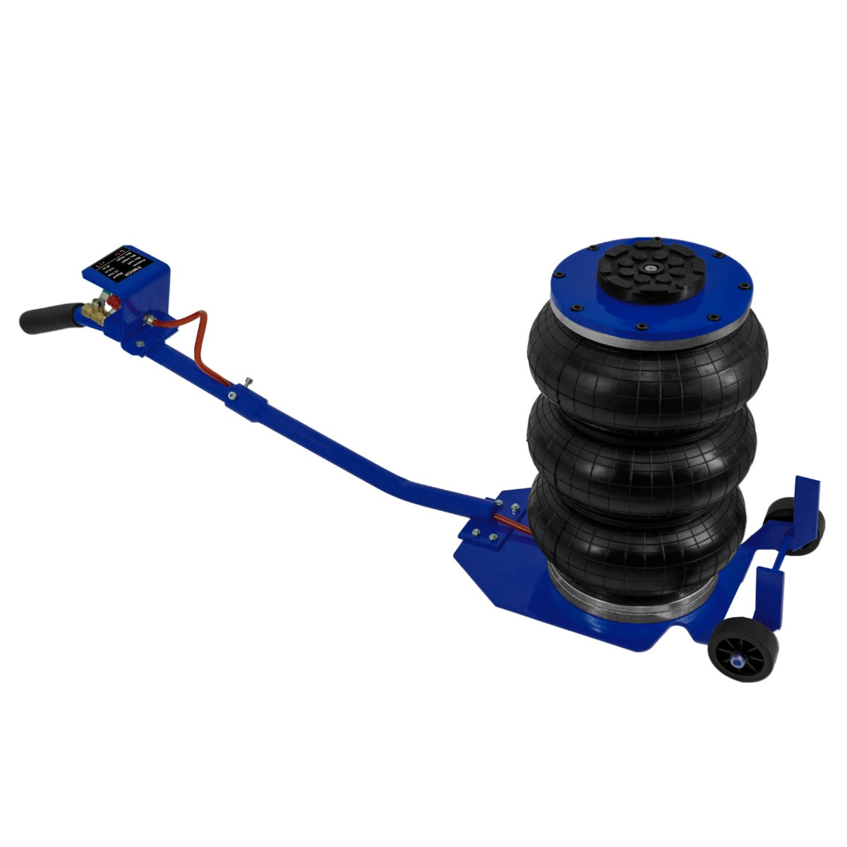 Pneumatischer Wagenheber in Blau mit langem Hebelgriff, drei stabilen Luftkissen und robustem Design für eine Tragfähigkeit von 3,5 Tonnen