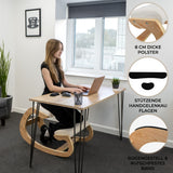 Ergonomischer Kniestuhl mit 8 cm dickem Polster, Holzgestell und rutschfestem Band, ideal für komfortables Arbeiten am Schreibtisch
