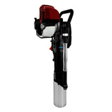 Kompakte T-Mech 4-Takt Benzin Pfahlramme in Schwarz und Rot, mit robustem Metallkörper, ergonomischem Griff und leistungsstarkem Motor für effizientes Rammen