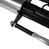 Detailaufnahme der T-Mech 4-Takt Benzin Pfahlramme mit schwarzem Griff, silbernem Metallkörper und robustem, rutschfestem Gummibereich
