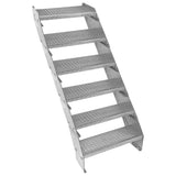 Verstellbare sechsteilige Treppe aus verzinktem Stahl, 600 mm breit, mit rutschfesten, genoppten Stufen und stabiler, schräger Konstruktion