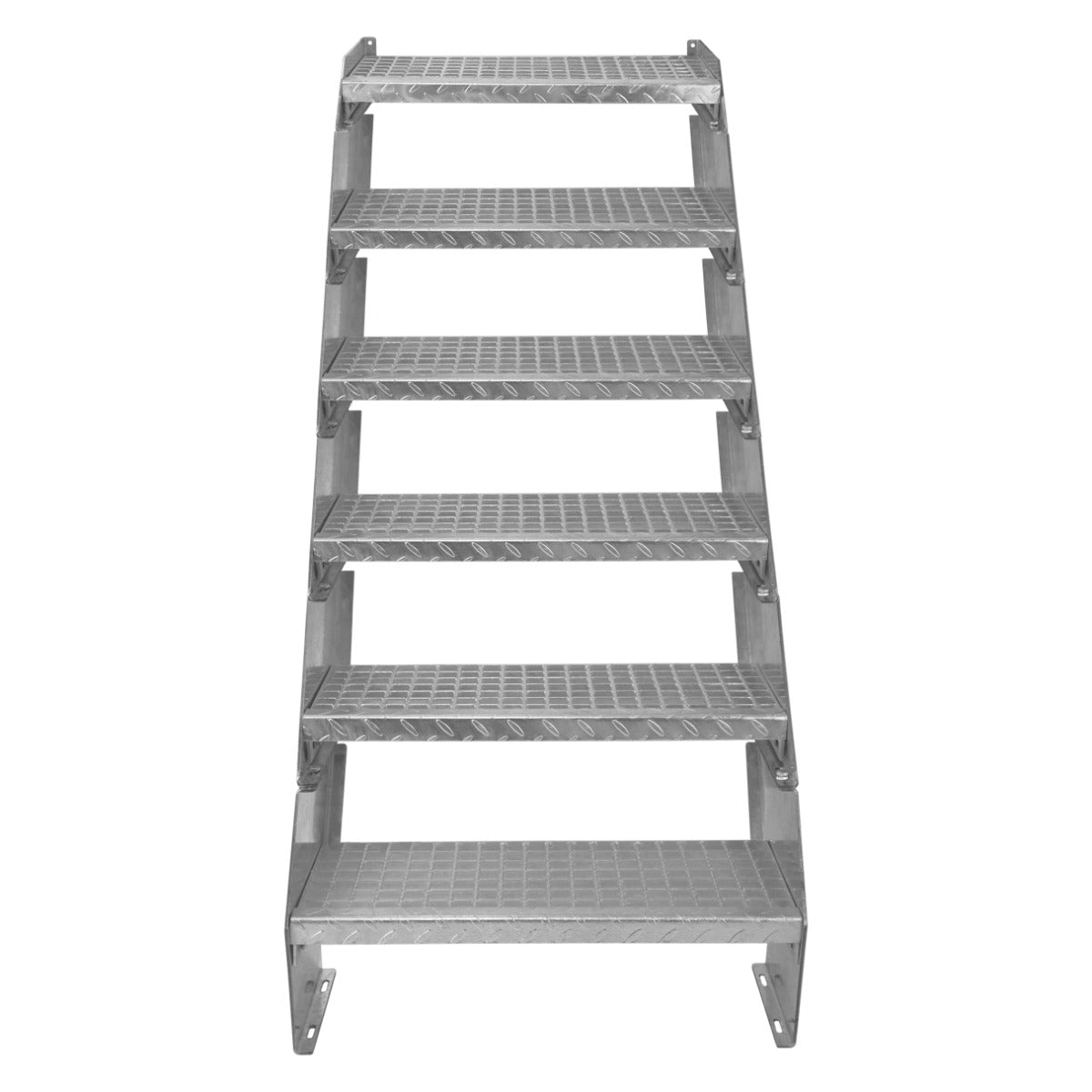 Verstellbare Treppe aus verzinktem Stahl mit sechs rutschfesten Stufen, 600 mm breit, robust und langlebig, ideal für verschiedene Anwendungen