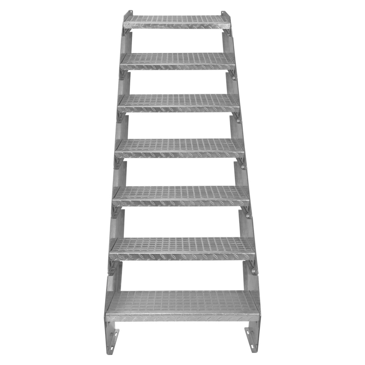 Verstellbare, siebenstufige Treppe aus verzinktem Stahl, 600 mm breit, mit rutschfester Oberfläche und robustem, langlebigem Design