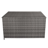 Grau geflochtene Rattan Kissenbox mit rechteckiger Form, robustem Material und strukturierter Oberfläche, ideal zur Aufbewahrung von Kissen und Decken