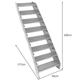 Verstellbare, achtteilige Treppe aus verzinktem Stahl, 600 mm breit, mit rutschfesten Stufen und stabiler Bauweise, ideal für verschiedene Anwendungen
