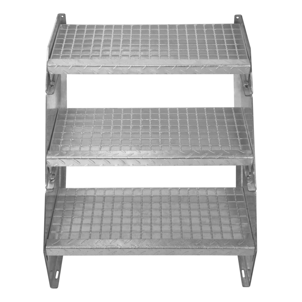 Verstellbare Treppe aus verzinktem Stahl mit drei rutschfesten Stufen, 600 mm breit, robust und langlebig, ideal für verschiedene Anwendungen