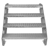 Verstellbare Treppe aus verzinktem Stahl mit vier Stufen, rutschfester Oberfläche und stabiler Konstruktion, 900mm breit, ideal für verschiedene Anwendungen