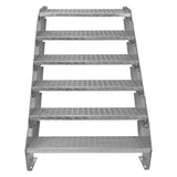 Verstellbare Treppe aus verzinktem Stahl mit sechs rutschfesten Stufen, 900 mm breit, robust und ideal für den Innen- und Außenbereich