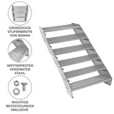 Verstellbare Treppe aus verzinktem Stahl mit fünf rutschfesten Stufen, 900 mm breit, ideal für den Innen- und Außenbereich, inklusive Befestigungen