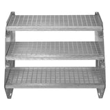 Verstellbare Treppe aus verzinktem Stahl mit drei rutschfesten Stufen, 900 mm breit, in silberner Farbe und robustem, strukturiertem Design