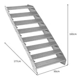 Verstellbare Treppe aus verzinktem Stahl, 900 mm breit, mit sieben rutschfesten Stufen und robustem, korrosionsbeständigem Design
