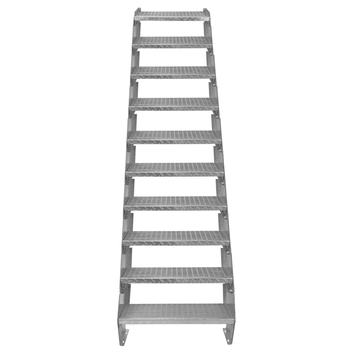 Verstellbare Treppe aus verzinktem Stahl mit zehn Stufen, 600 mm breit, rutschfeste Oberfläche, robustes Design, ideal für den Innen- und Außenbereich