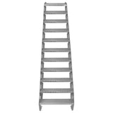 Verstellbare elfteilige Treppe aus verzinktem Stahl, 600 mm breit, mit rutschfester Oberfläche und stabilen Stufen für sicheren Zugang