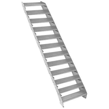 Verstellbare, zwölfteilige Treppe aus verzinktem Stahl, 600 mm breit, mit rutschfesten Stufen und robustem, langlebigem Design für sicheren Zugang
