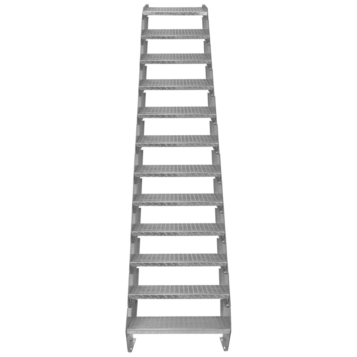 Verstellbare, zwölfteilige Treppe aus verzinktem Stahl, 600 mm breit, mit rutschfesten Stufen und robustem, langlebigem Design für sicheren Zugang