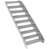 Verstellbare Treppe aus verzinktem Stahl mit neun Stufen, 900 mm breit, rutschfeste Oberfläche, robustes Design für sicheren Zugang