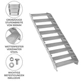 Verstellbare Treppe aus verzinktem Stahl mit großzügigen, rutschfesten Stufen, 900 mm breit, ideal für den Innen- und Außenbereich
