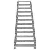 Verstellbare, zwölfteilige Treppe aus verzinktem Stahl, 900 mm breit, mit rutschfesten Stufen und robustem, langlebigem Design in silberner Farbe
