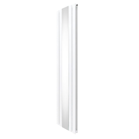 Weißer Heizkörper mit integriertem Spiegel, schlankes Design, 1800mm x 425mm, glatte Oberfläche und moderne Ästhetik für jeden Raum