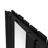 Schwarzer Heizkörper mit integriertem Spiegel, 1800mm x 425mm, aus robustem Material, mit glatter, reflektierender Oberfläche und modernen Linien