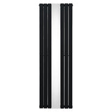 Schwarzer Heizkörper mit integriertem Spiegel, 1800mm x 565mm, modernes Design mit glatten Linien und glänzender Oberfläche, ideal für elegante Räume