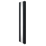 Ovaler Röhrenheizkörper in Anthrazitgrau mit integriertem Spiegel, schlankes Design, 1800mm x 380mm, ideal für moderne Badezimmer und Flure