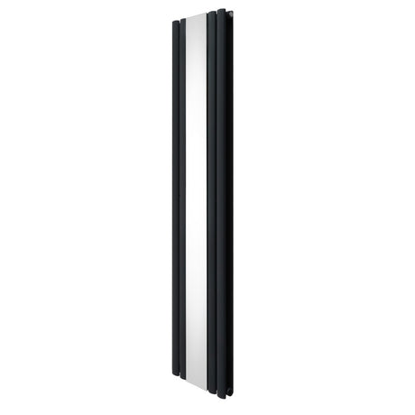 Ovaler Röhrenheizkörper in Anthrazitgrau mit integriertem Spiegel, schlankes Design, 1800mm x 380mm, ideal für moderne Badezimmer und Flure