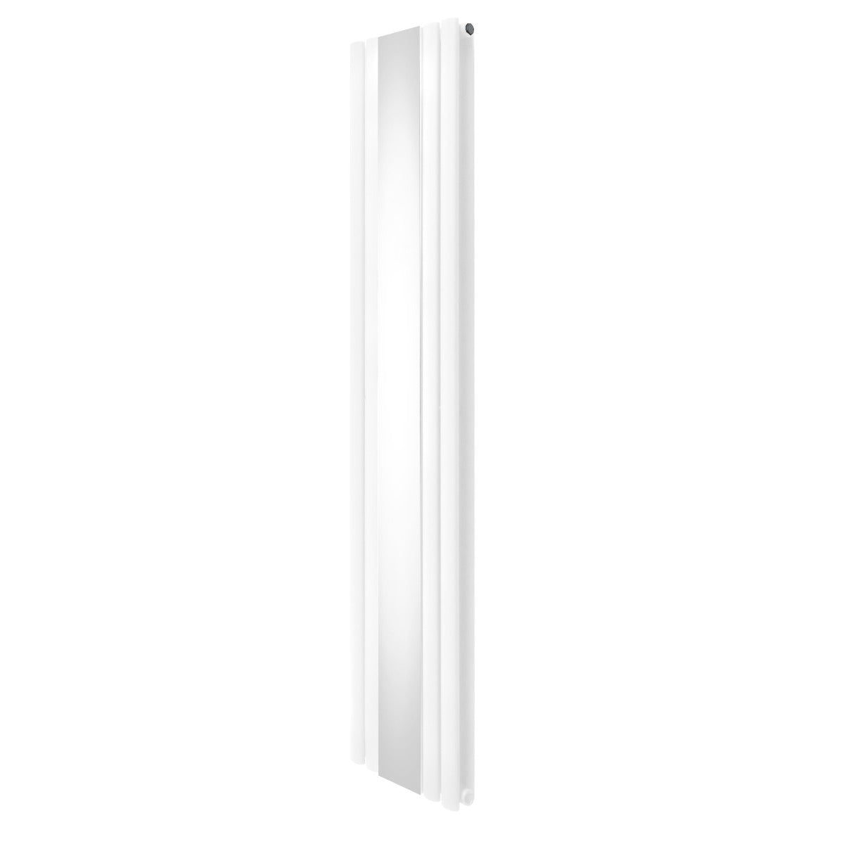 Ovaler Röhrenheizkörper in Weiß mit integriertem Spiegel, 1800mm x 380mm, schlankes Design, glatte Oberfläche, ideal für moderne Badezimmer und Flure